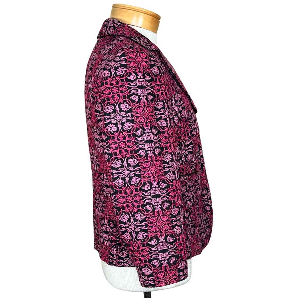 Talbots Petites Women’s Embroidered Pink & Black Cotton Blazer Size 4 EUC - Picture 5 of 14